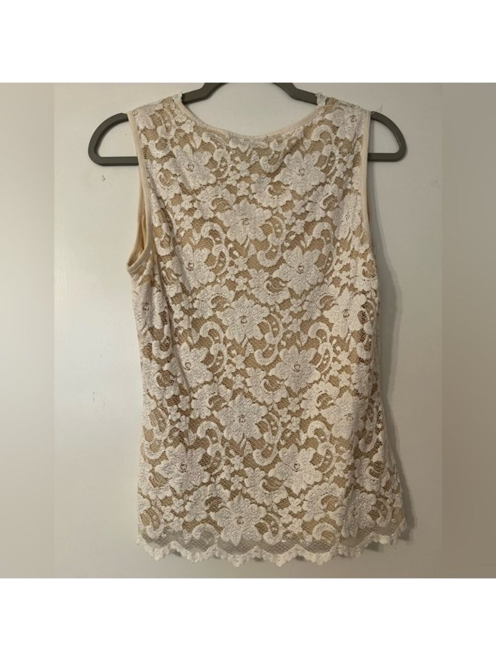 Cream Sleeveless Lace Tank - Picture 3 of 4